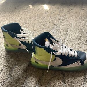 Green and blue Nike High Top Shoes